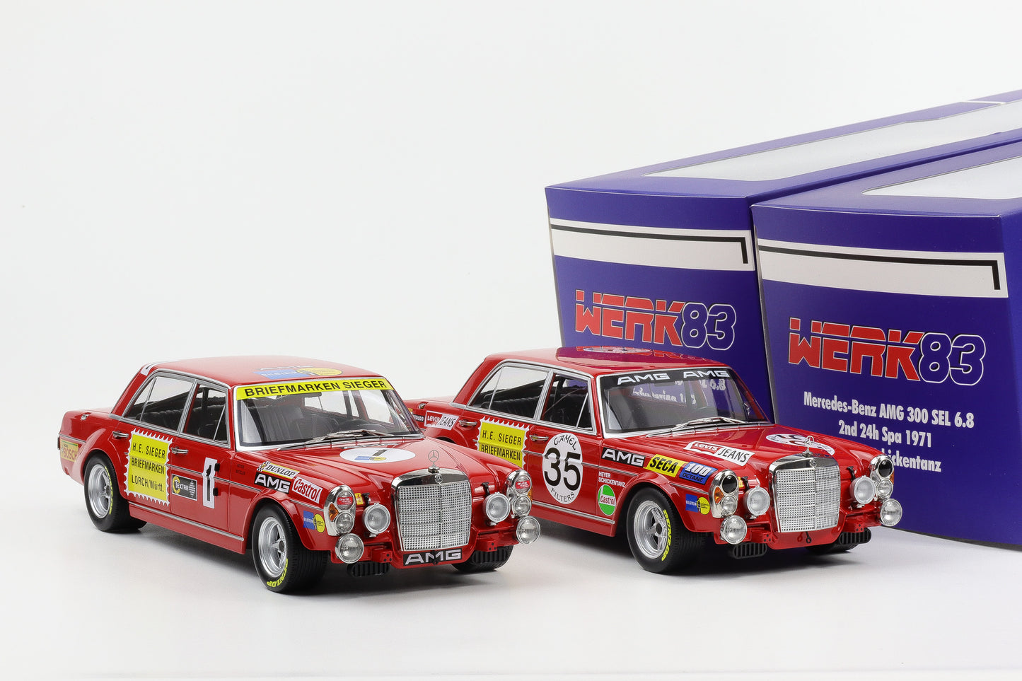 1:18 Werk83 Mercedes-Benz AMG 300 SEL 6.8 Set Rote Sau #1 #35 Spa Nürburgring