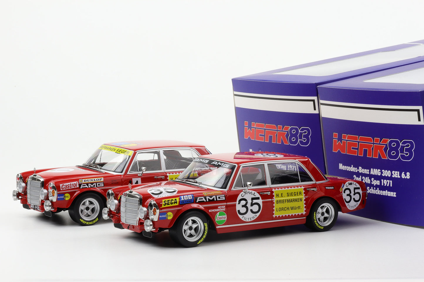 1:18 Werk83 Mercedes-Benz AMG 300 SEL 6.8 Set Rote Sau #1 #35 Spa Nürburgring