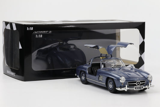 1:18 Mercedes-Benz 300 SL Flügeltürer Gullwing blau metallic W198 Minichamps