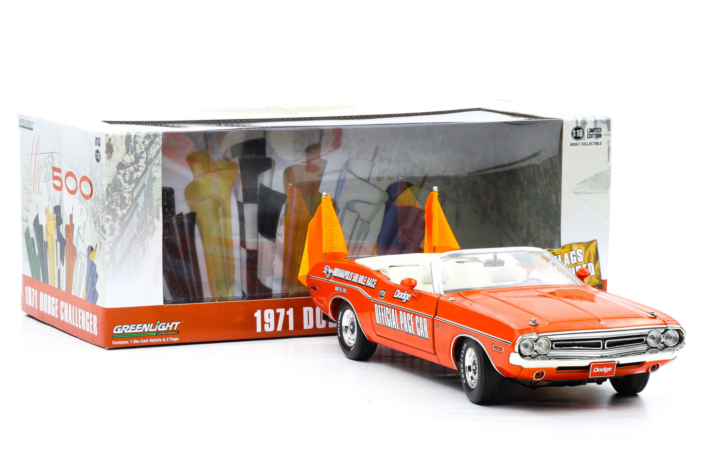 1:18 Greenlight 1971 Dodge Challenger Convertible 55th Indianapolis Pace Car