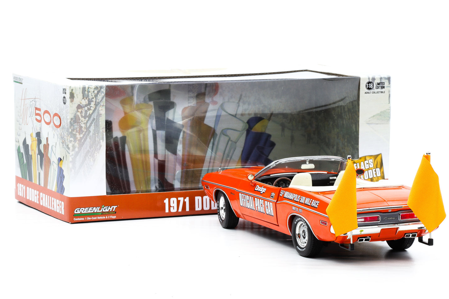1:18 Greenlight 1971 Dodge Challenger Convertible 55th Indianapolis Pace Car
