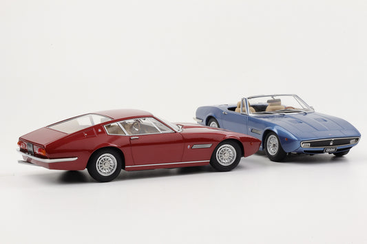 1:18 Maserati Ghibli Coupe Spider Set 1969 rot / blau metallic 1:18 KK-Scale diecast