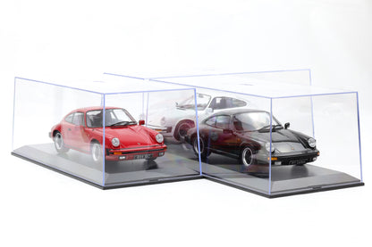 1:18 Porsche 911 Carrera Coupe 1983 weiss schwarz rot + Vitrine KK Scale