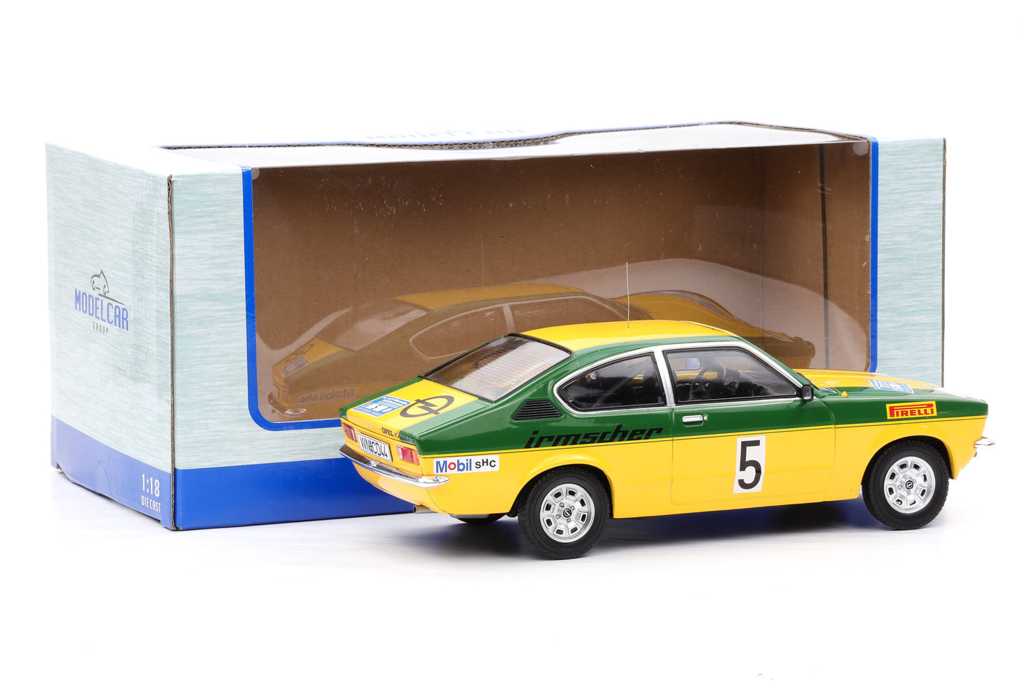 1:18 Opel Kadett C GT/E #5 Winter Rallye 1976 Smolej, Geistdörfer MCG + Vitrine