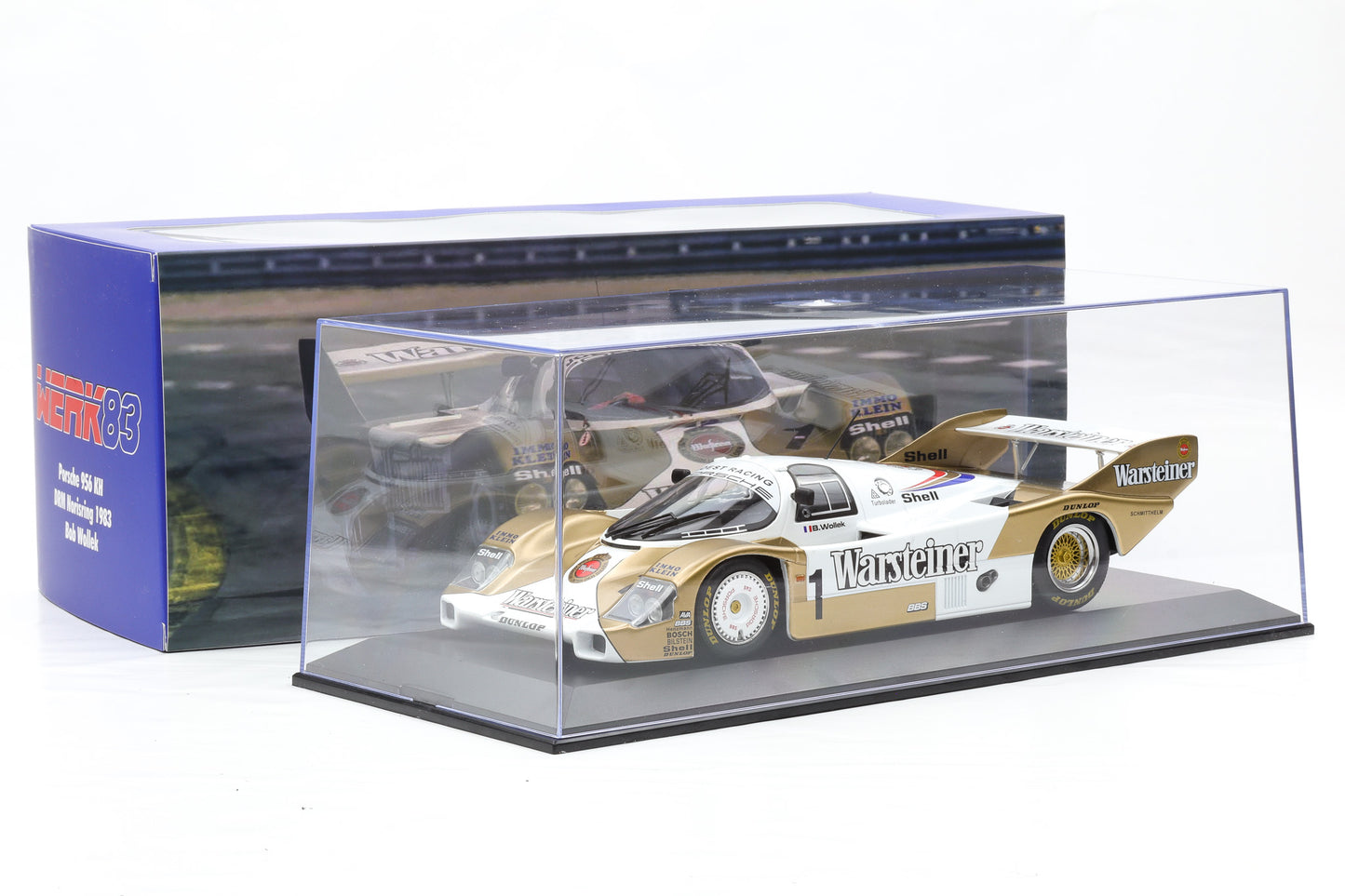 1:18 Werk83 Porsche 956K #1 Sieger Norisring DRM 1983 Bob Wollek + Vitrine