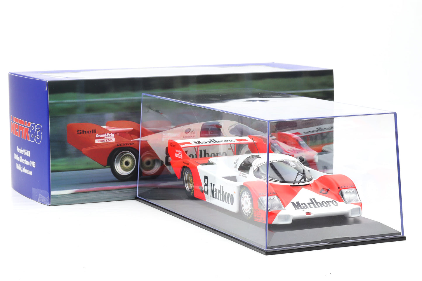 1:18 Werk83 Porsche 956 KH #8  1000km Silverstone 1983 Wollek Johansson + Vitrine