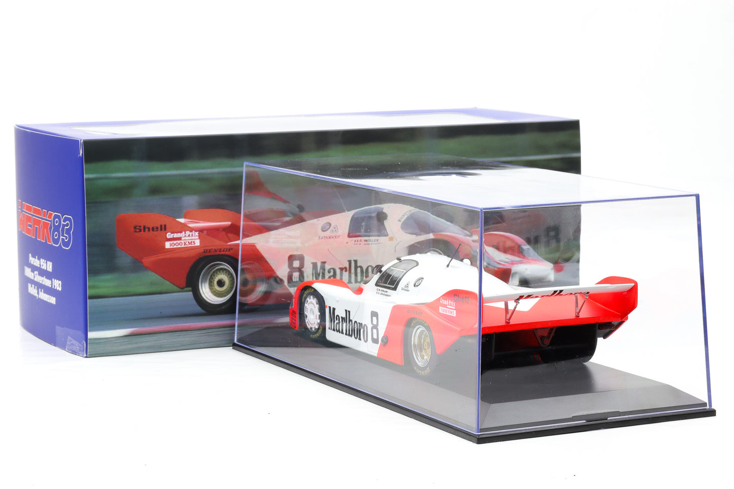 1:18 Werk83 Porsche 956 KH #8  1000km Silverstone 1983 Wollek Johansson + Vitrine