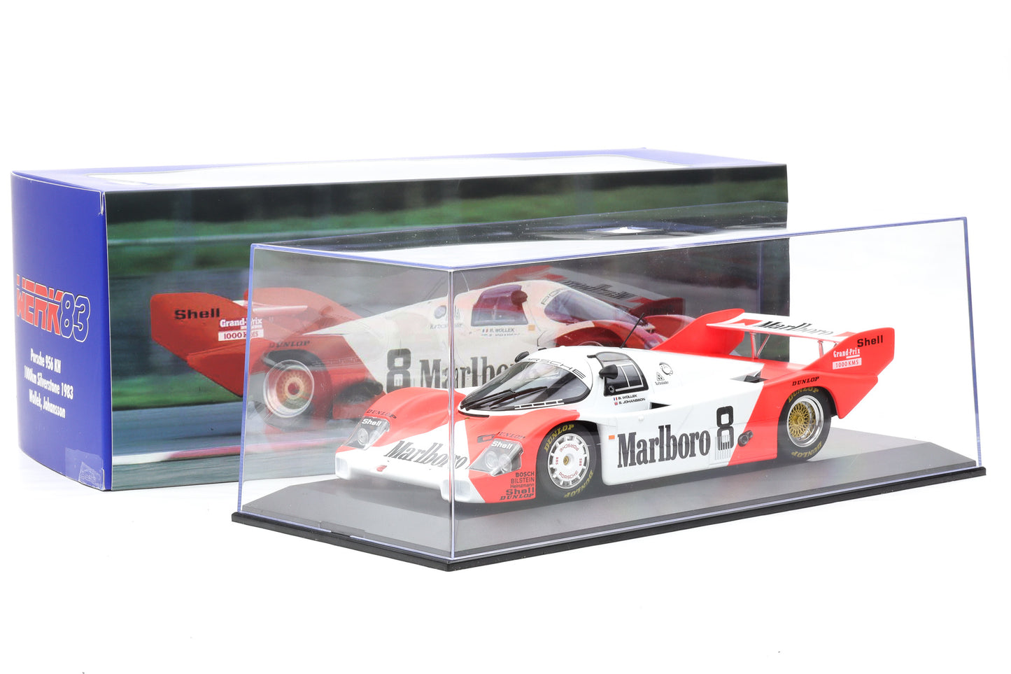 1:18 Werk83 Porsche 956 KH #8  1000km Silverstone 1983 Wollek Johansson + Vitrine