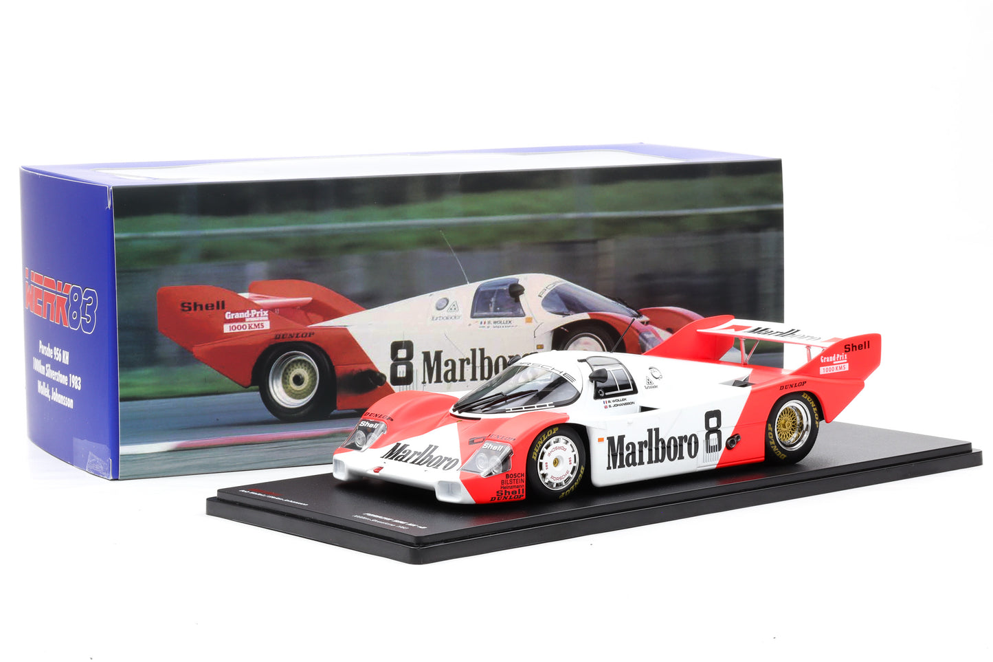 1:18 Werk83 Porsche 956 KH #8  1000km Silverstone 1983 Wollek Johansson + Vitrine