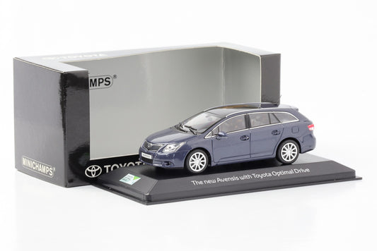 1:43 Toyota Avensis Optimal Dive T27 station wagon azul cinza metálico Minichamps fundido sob pressão