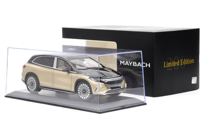 1:18 NZG Mercedes Maybach EQS 680 SUV black Kalahari gold DEALER + Vitrine