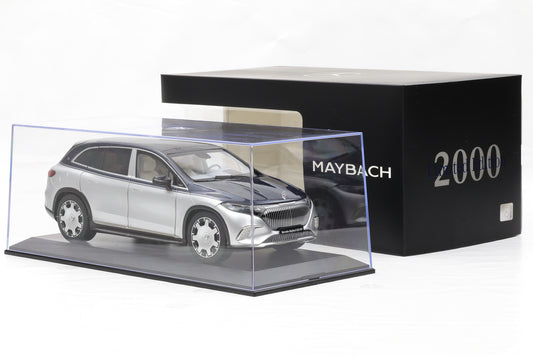 1:18 NZG Mercedes Maybach EQS 680 SUV nautic blue silber Dealer + Vitrine