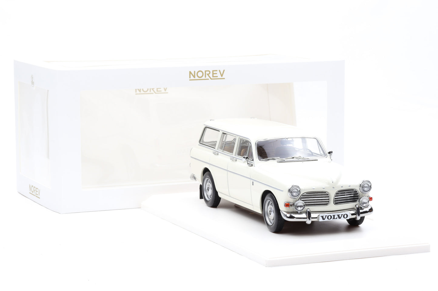 1:18 Norev Volvo Amazon Kombi Break 1968 pearl white + Vitrine 188750