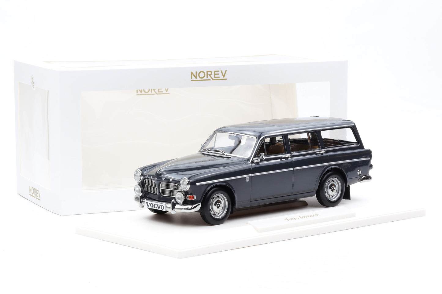 1:18 Norev Volvo Amazon Kombi Break 1968 Graphite grey + Vitrine 188751