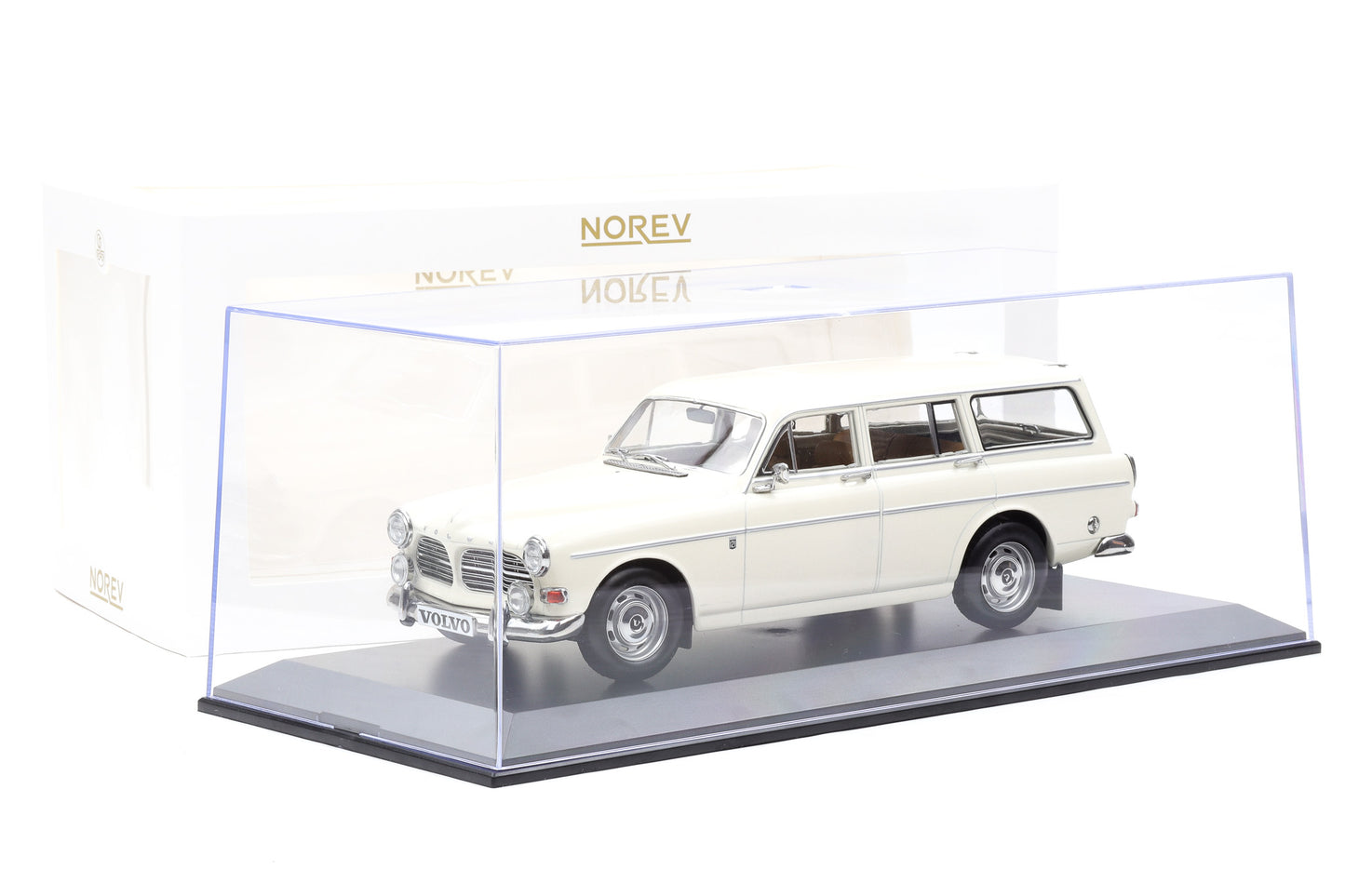 1:18 Norev Volvo Amazon Kombi Break 1968 pearl white + Vitrine 188750