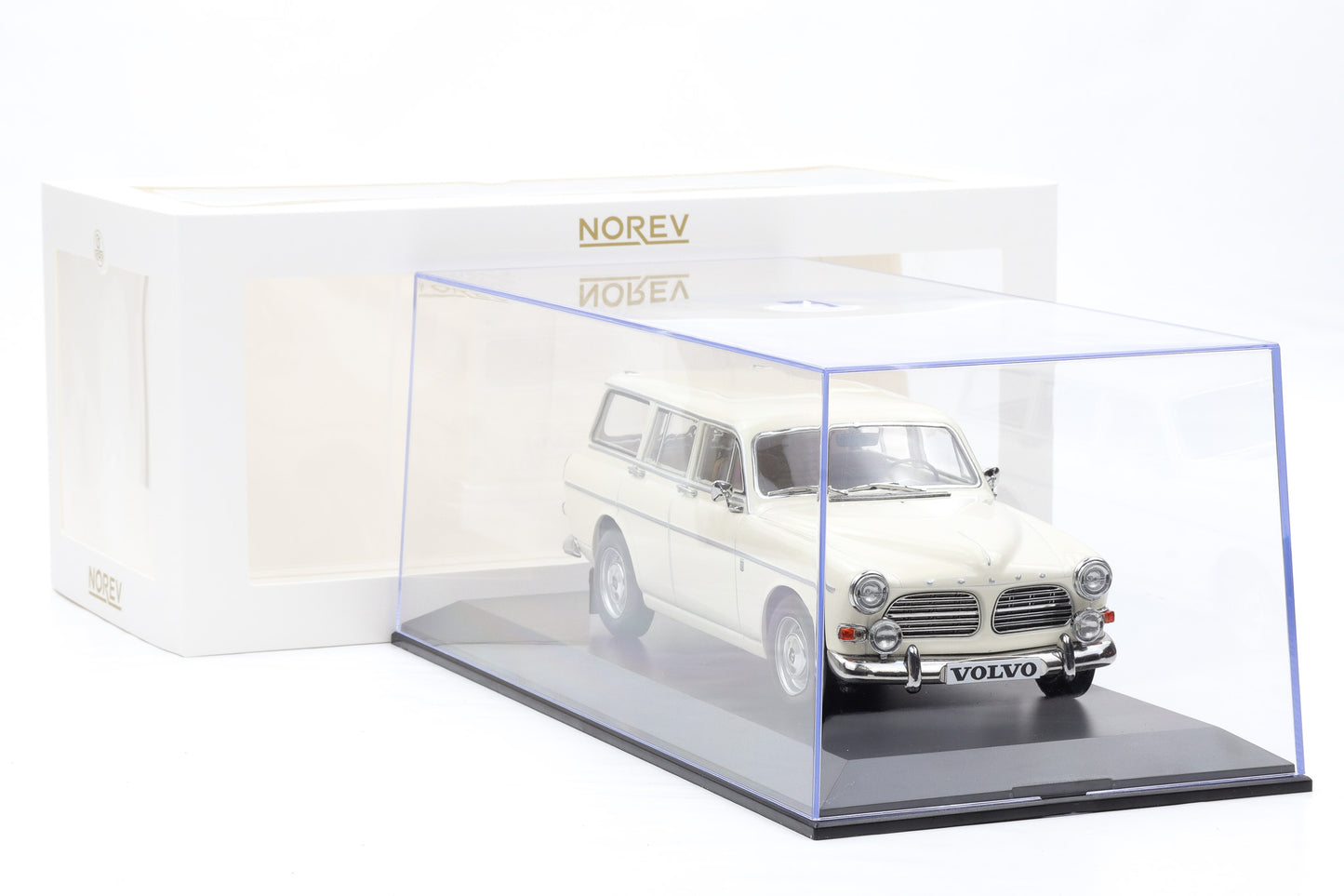1:18 Norev Volvo Amazon Kombi Break 1968 pearl white + Vitrine 188750
