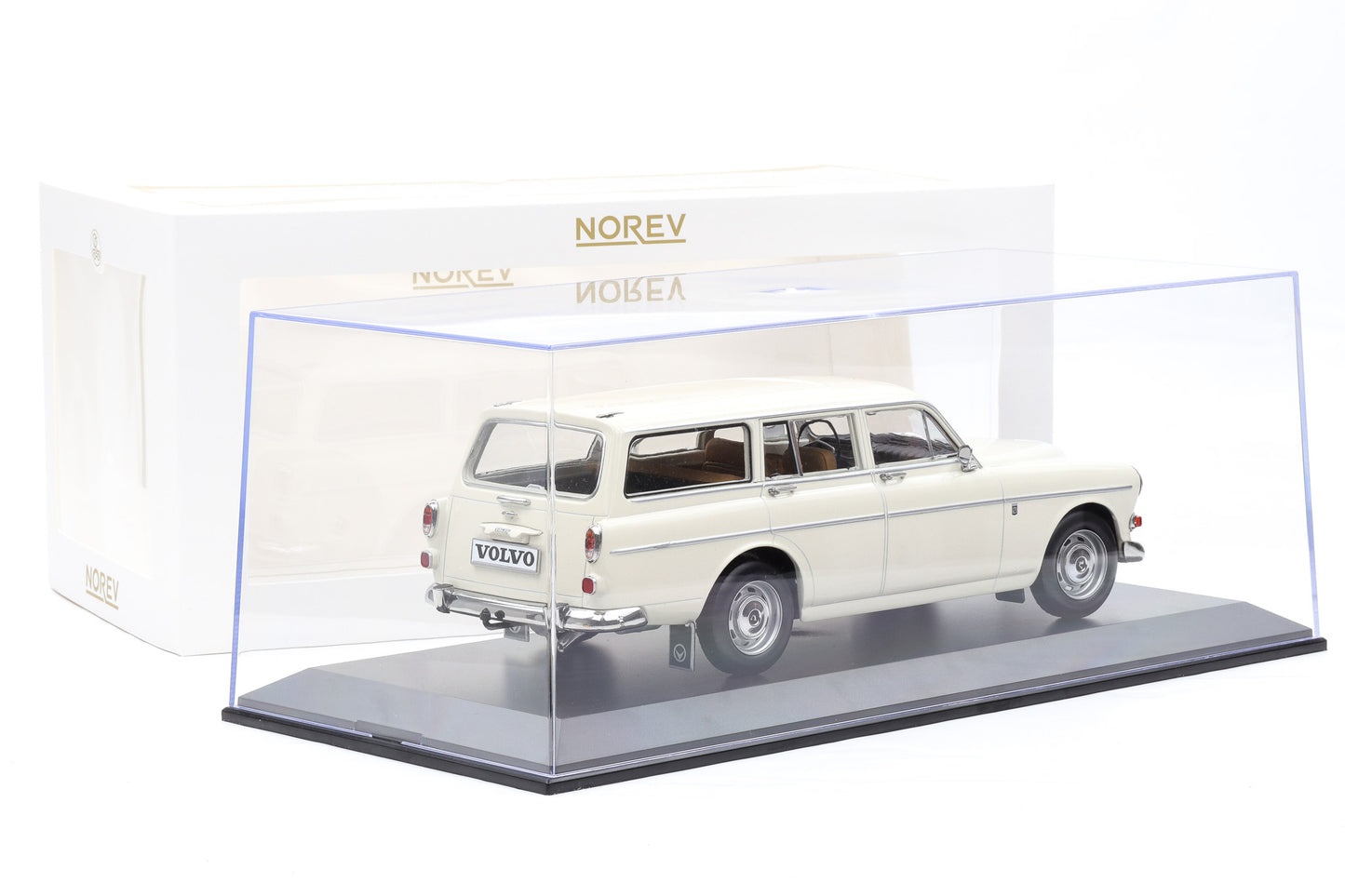 1:18 Norev Volvo Amazon Kombi Break 1968 pearl white + Vitrine 188750