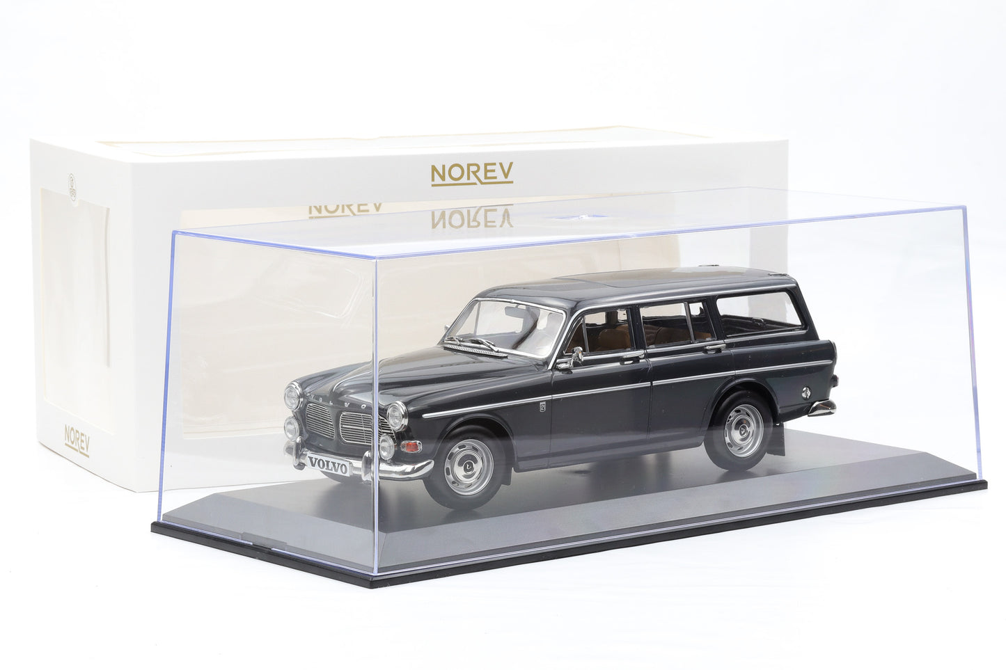 1:18 Norev Volvo Amazon Kombi Break 1968 Graphite grey + Vitrine 188751
