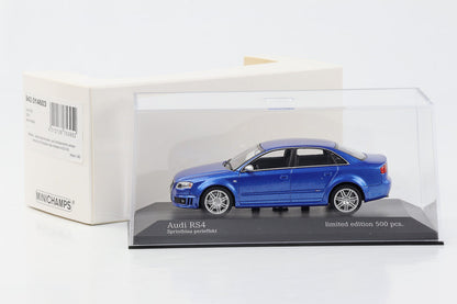 1:43 Audi A4 B7 RS4 Saloon 2004 sprintblau perleffekt Minichamps limited