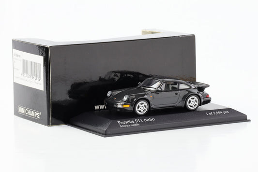 1:43 Porsche 964 911 Turbo 1990 negro metálico Minichamps
