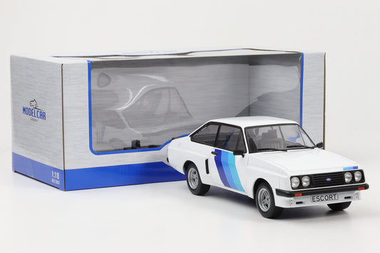 1:18 MCG Ford Escort MK II RS 2000 X-pack weiß blaue Streifen MCG18351