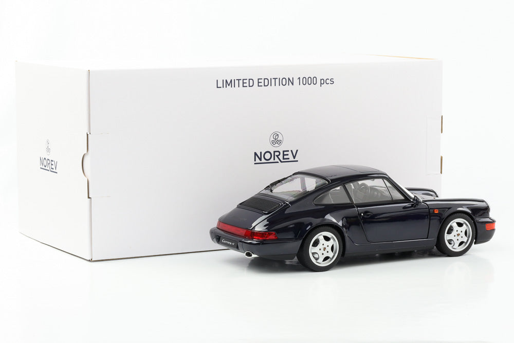 1:18 Porsche 911 964 Carrera 4 Coupe dark blue metallic 1990 Norev lim –  motor-circuit