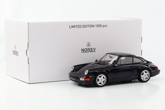 1:18 Porsche 911 964 Carrera 4 Coupe blu scuro metallizzato 1990 Norev limitato 187324