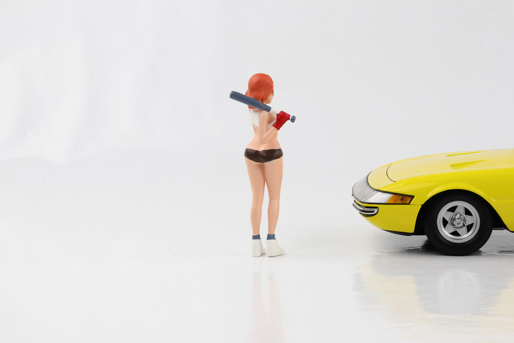 1:18 figure cosplay anime manga girl orange hair baseball bat American diorama 6th