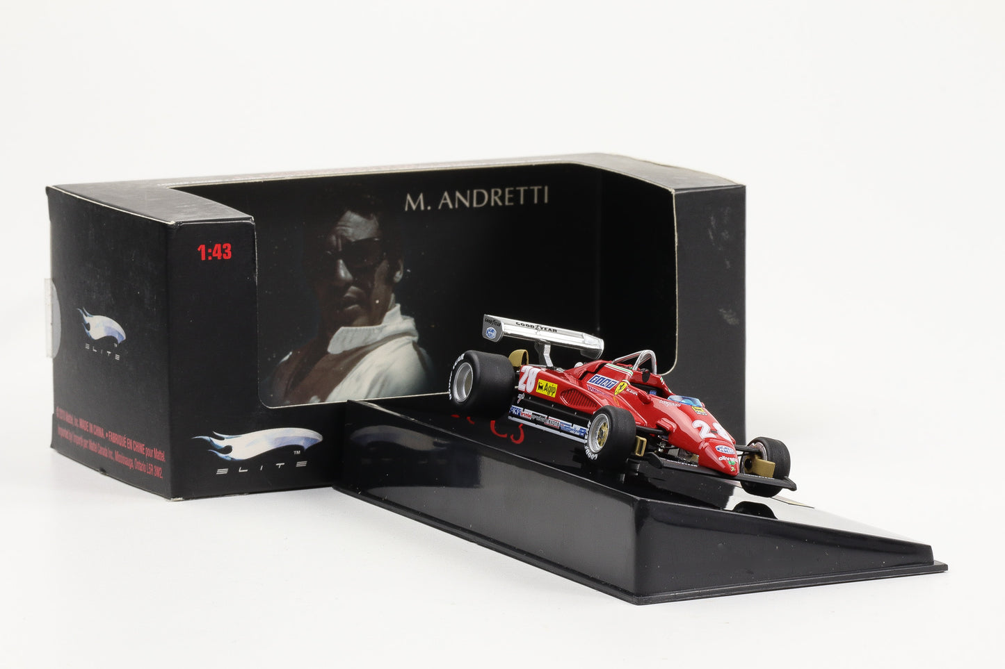 1:43 Hot Wheels Elite Ferrari 126 C2 M. Andretti #28 Italy GP 1982 Formel 1 T6939