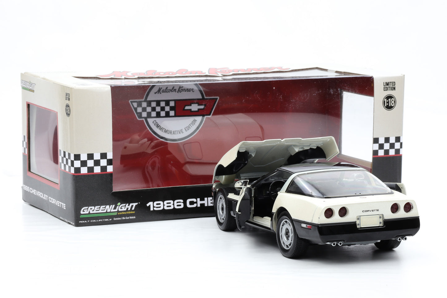 1:18 Greenlight Chevrolet Corvette Targa C4 Malcom Konner 1986 black white