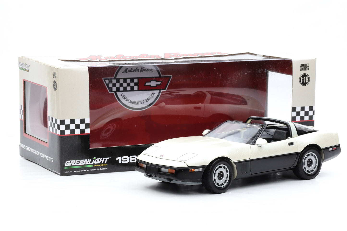 1:18 Greenlight Chevrolet Corvette Targa C4 Malcom Konner 1986 black white