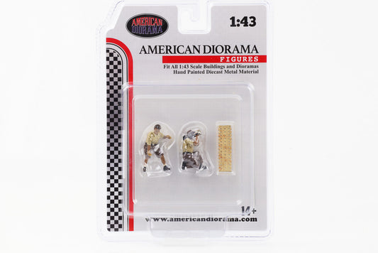 1:43 Figur Mechanic Crew 4x4 Offroad Camel Trophy Set 4 3pcs. American Diorama