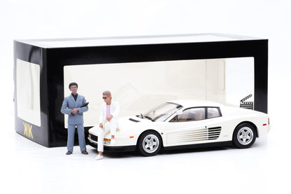 1:18 Ferrari Miami Vice Testarossa US 1984 mit Figur Sonny Tubbs + Vitrine