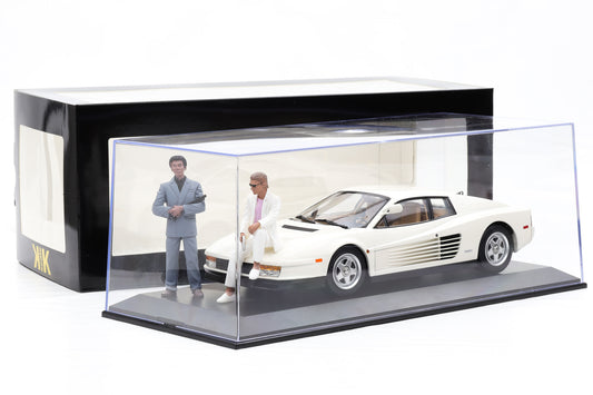 1:18 Ferrari Miami Vice Testarossa US 1984 mit Figur Sonny Tubbs + Vitrine