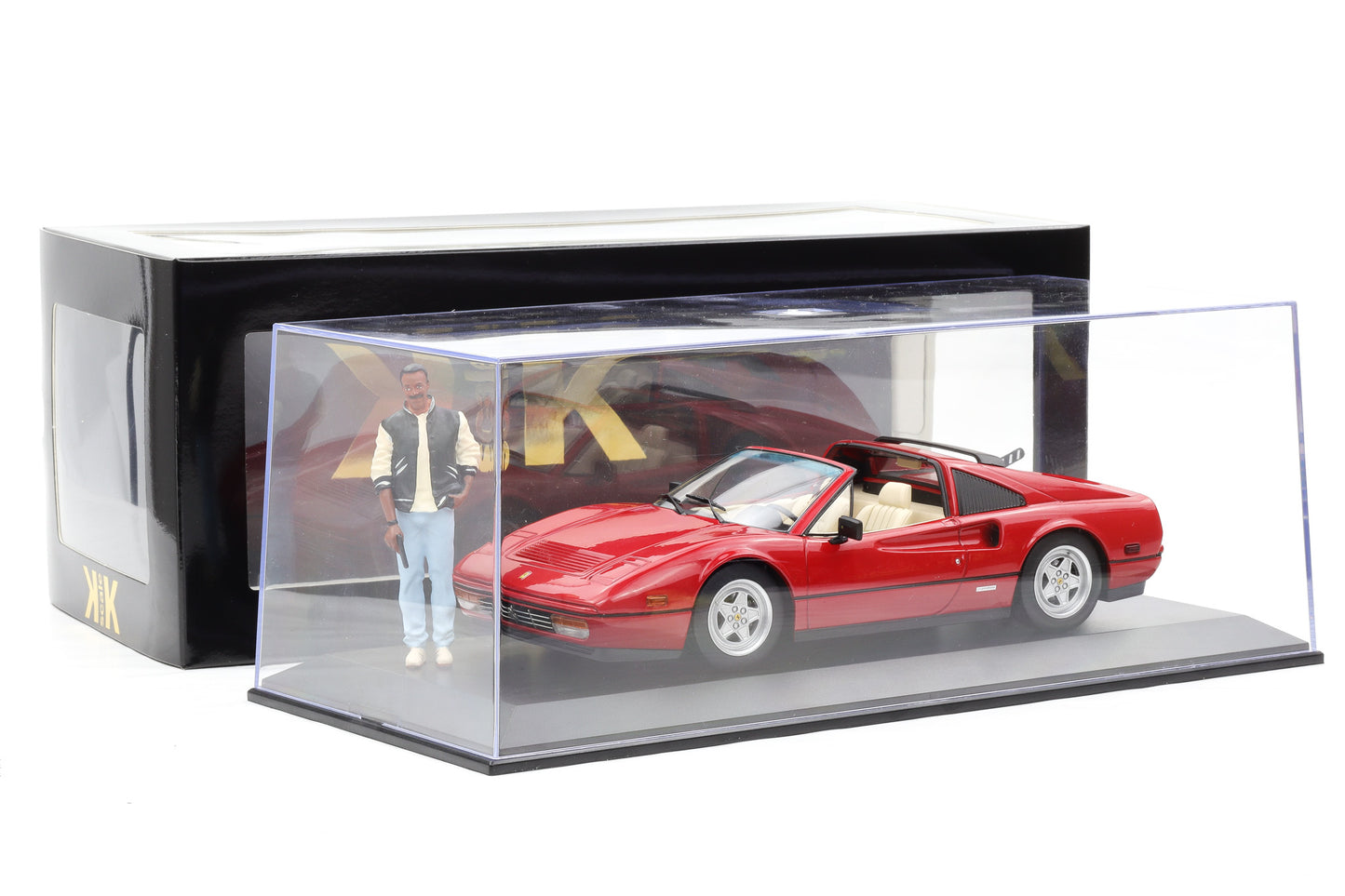 1:18 Ferrari 328 GTS 1985 Film Beverly Hills Cop II Movie + Figur + Vitrine