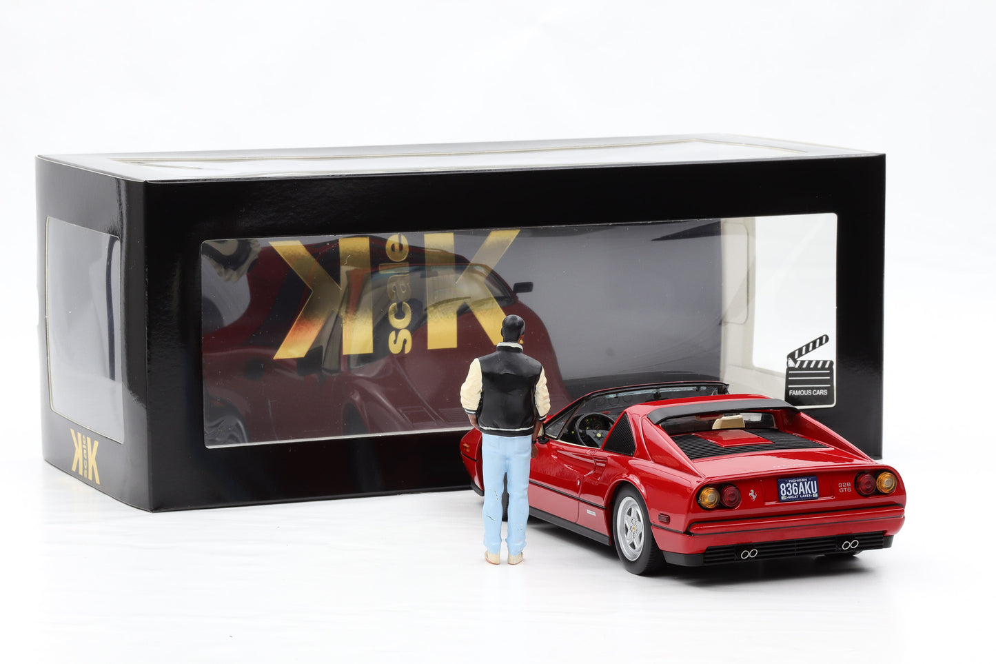 1:18 Ferrari Beverly Hills Cop II 328 GTS 1985 Film Movie + Figur KK Scale