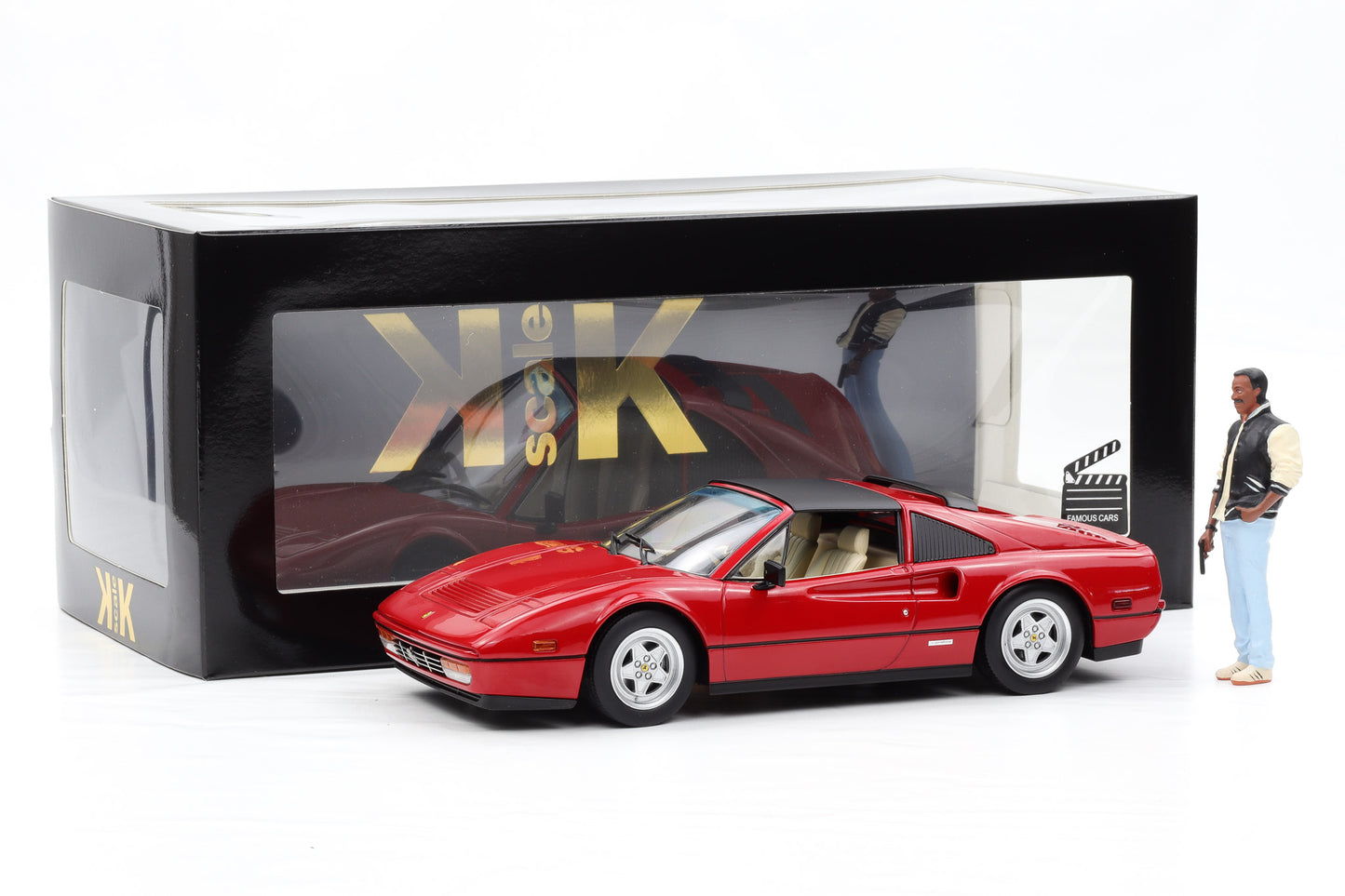 1:18 Ferrari Beverly Hills Cop II 328 GTS 1985 Film Movie + Figur KK Scale