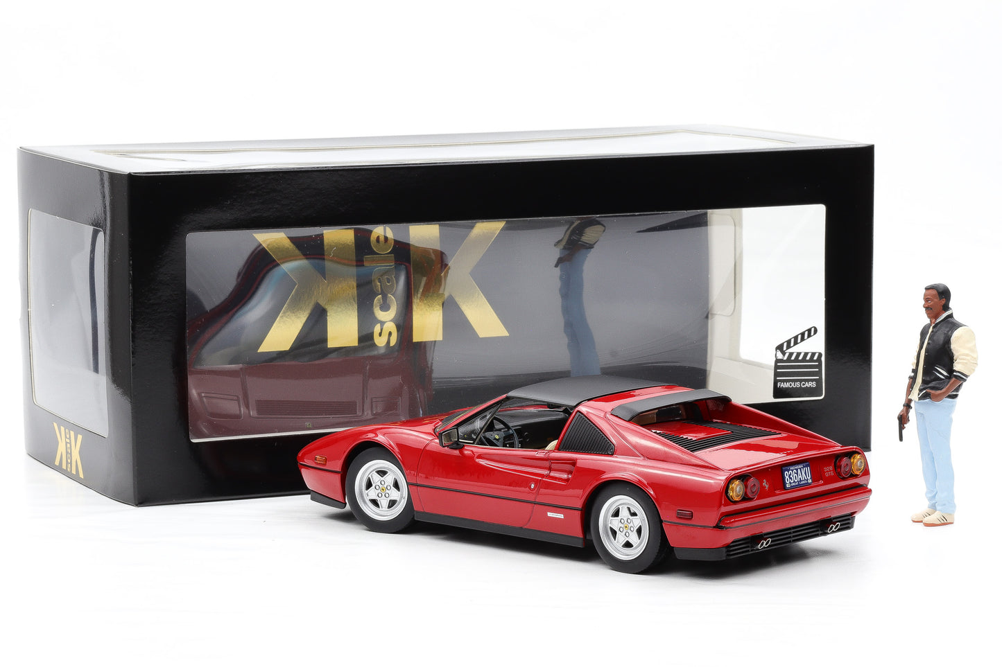 1:18 Ferrari Beverly Hills Cop II 328 GTS 1985 Film Movie + Figur KK Scale