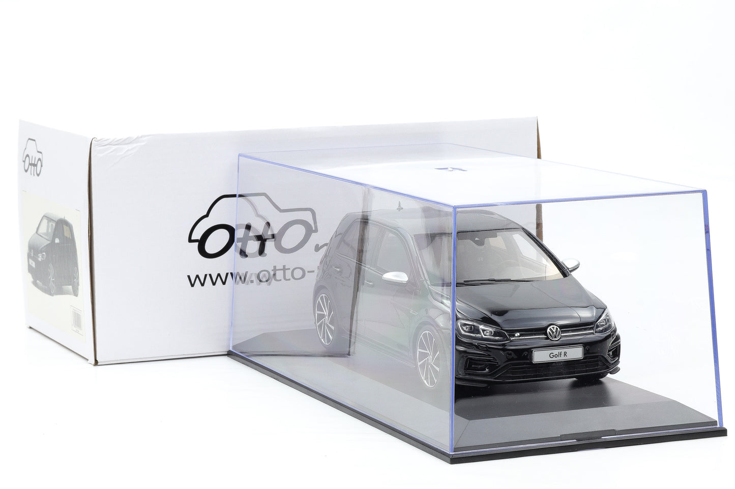 1:18 OTTOmobile VW Golf 7 R 5-Türer 2017 schwarz OT417 + Vitrine