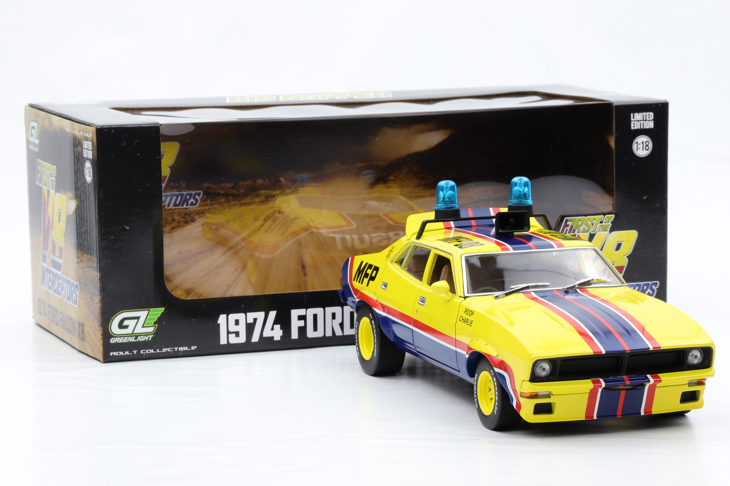 1:18 Ford Falcon Mad Max XB V8 Interceptors Big Bopper 1974 Movie Greenlight
