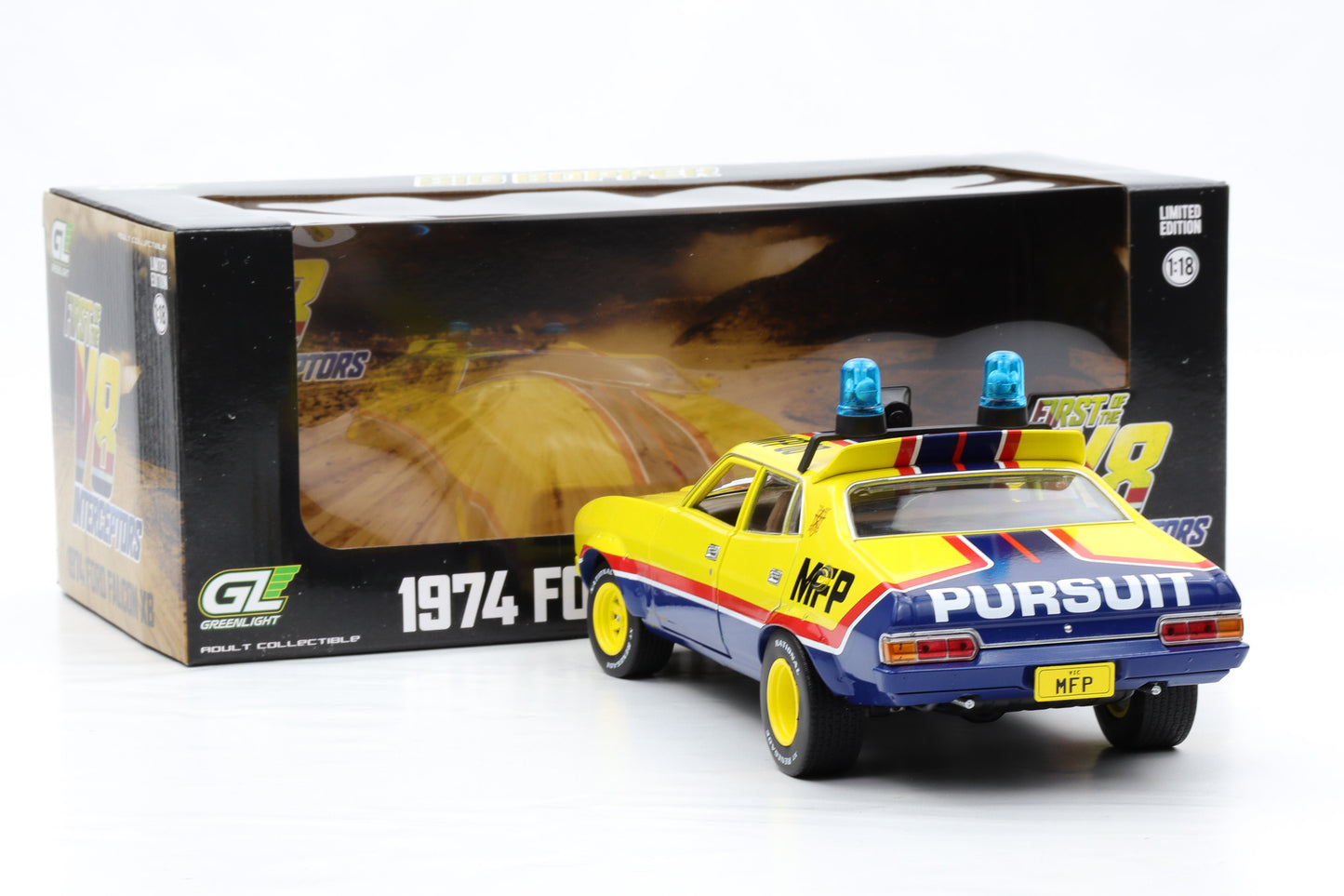1:18 Ford Falcon Mad Max XB V8 Interceptors Big Bopper 1974 Movie Greenlight