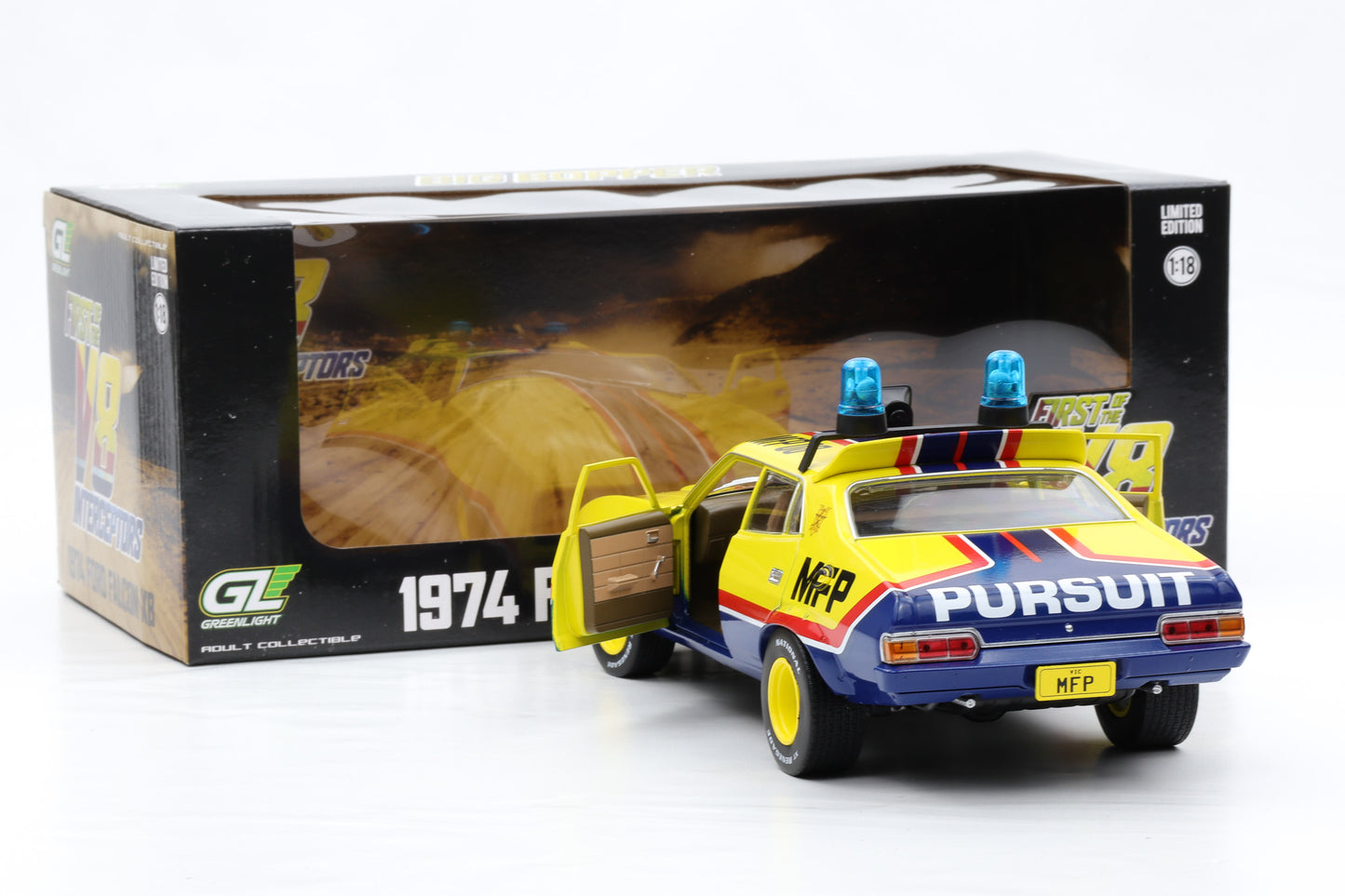 1:18 Ford Falcon Mad Max XB V8 Interceptors Big Bopper 1974 Movie Greenlight