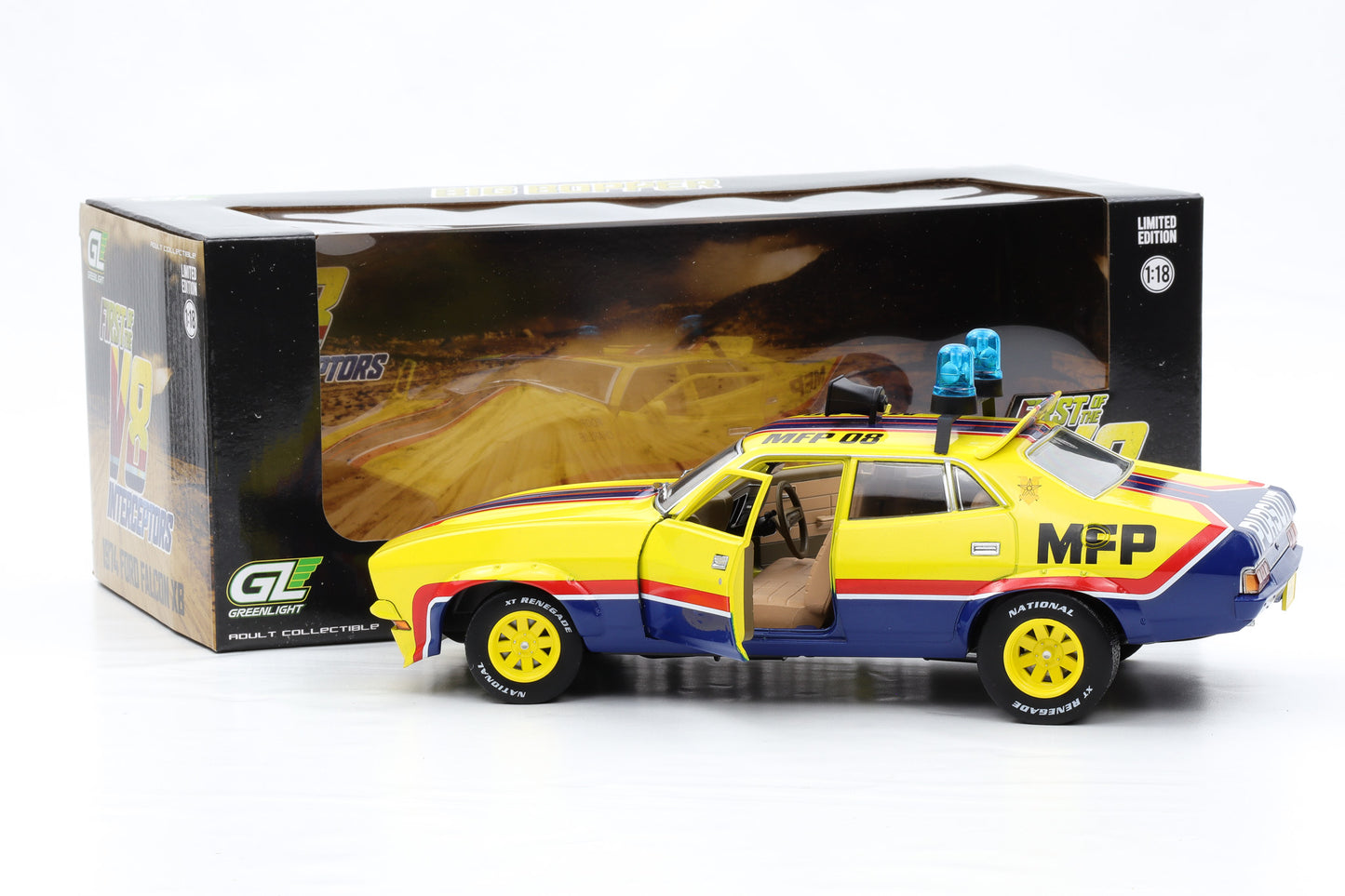 1:18 Ford Falcon Mad Max XB V8 Interceptors Big Bopper 1974 Movie Greenlight