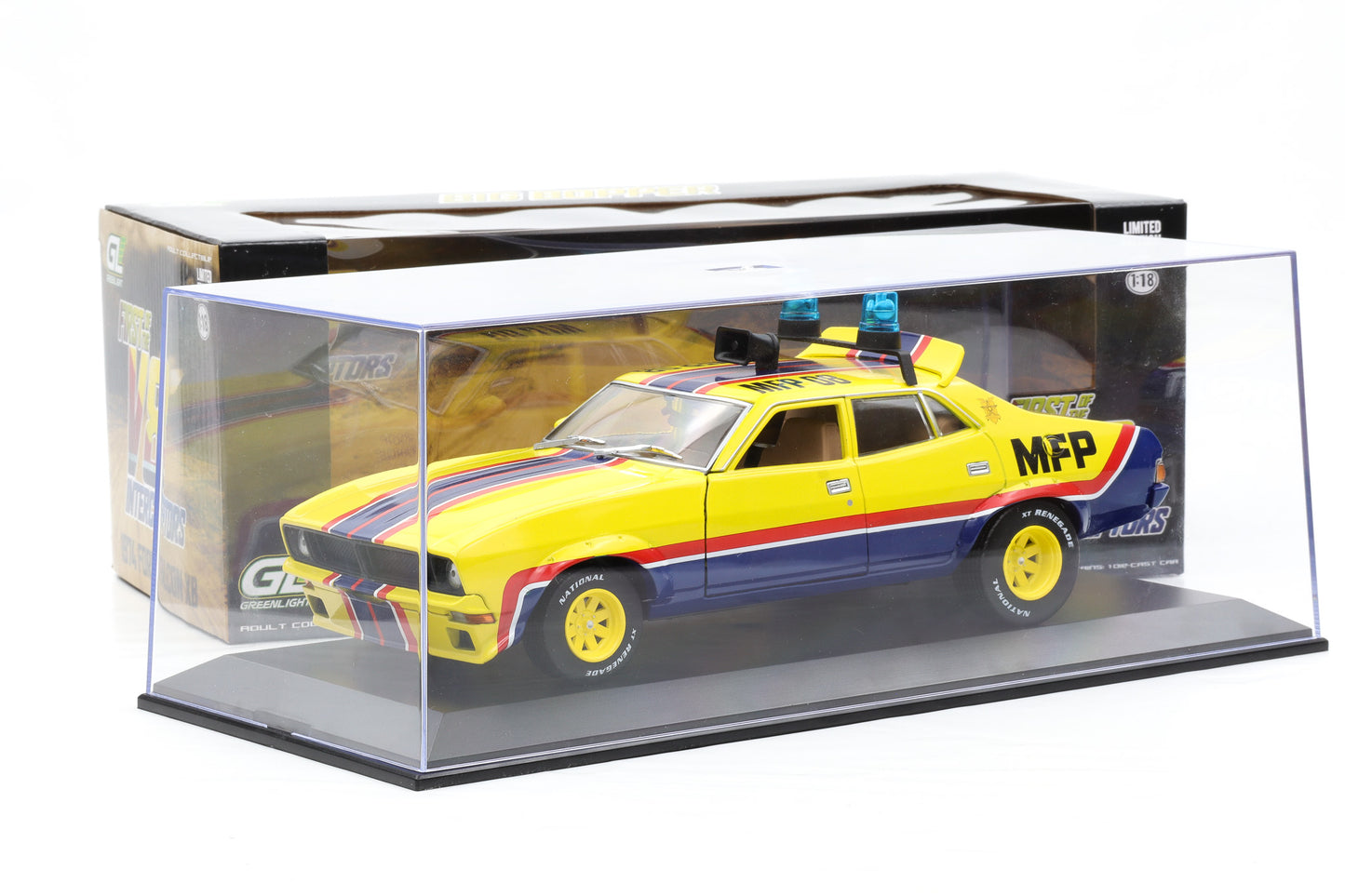 1:18 Ford Falcon Mad Max XB V8 Interceptors Big Bopper 1974 Greenlight +Vitrine