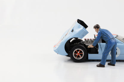 1:18 Figur Mechaniker Doug Anzug blau füllt Oel American Diorama Figuren