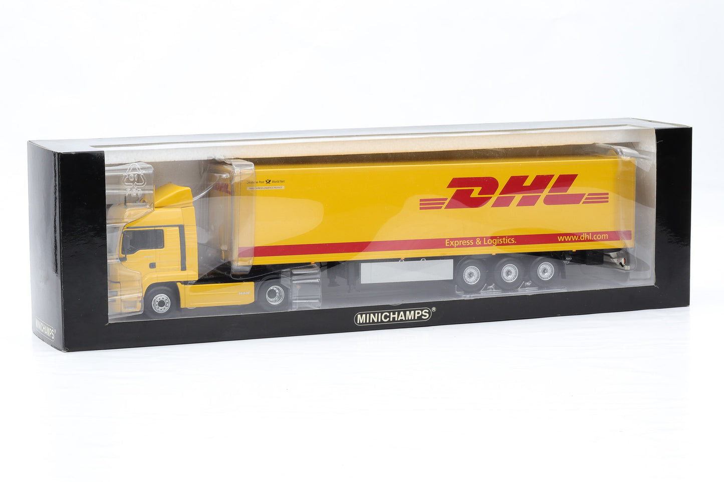 1:43 Minichamps LKW MAN TGA 18.430 LX Koffersattelzug DHL NEU