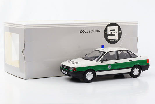 1:18 Audi 80 B3 1989 Police vert-blanc Triple 9 moulé sous pression orig
