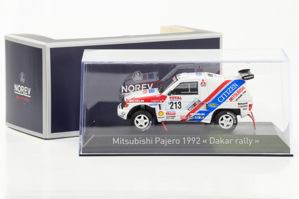 1:43 Mitsubishi Pajero Dakar Rally No. 213 3rd place 1992 white Norev 800163