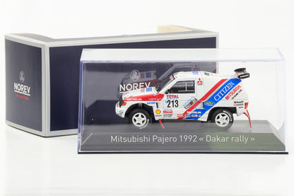 1:43 Mitsubishi Pajero Dakar Rally No. 213 3er lugar 1992 blanco Norev 800163