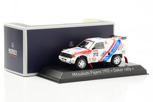 1:43 Mitsubishi Pajero Dakar Rally Nr. 213 3. Platz 1992 weiss Norev 800163